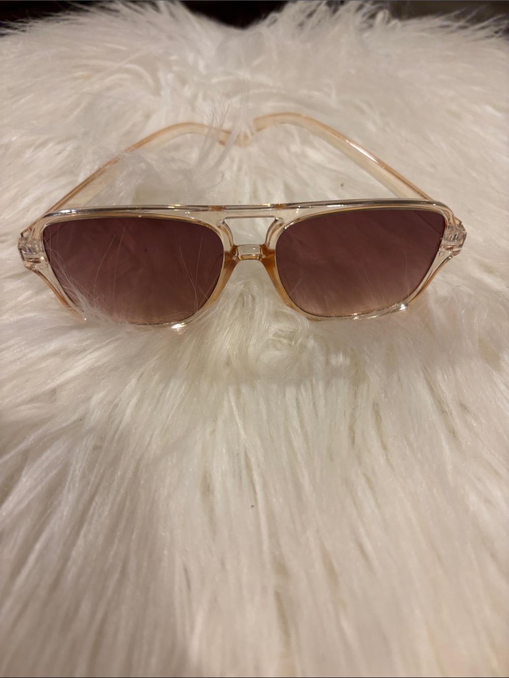 Transparent Frame Sunglasses with Pink Gradient Lenses